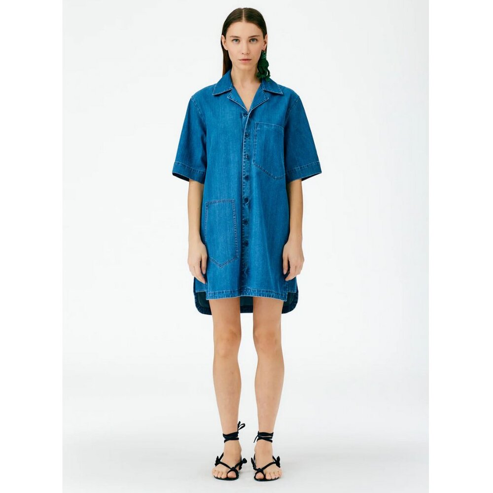 Tibi Summer Denim Camp Dress